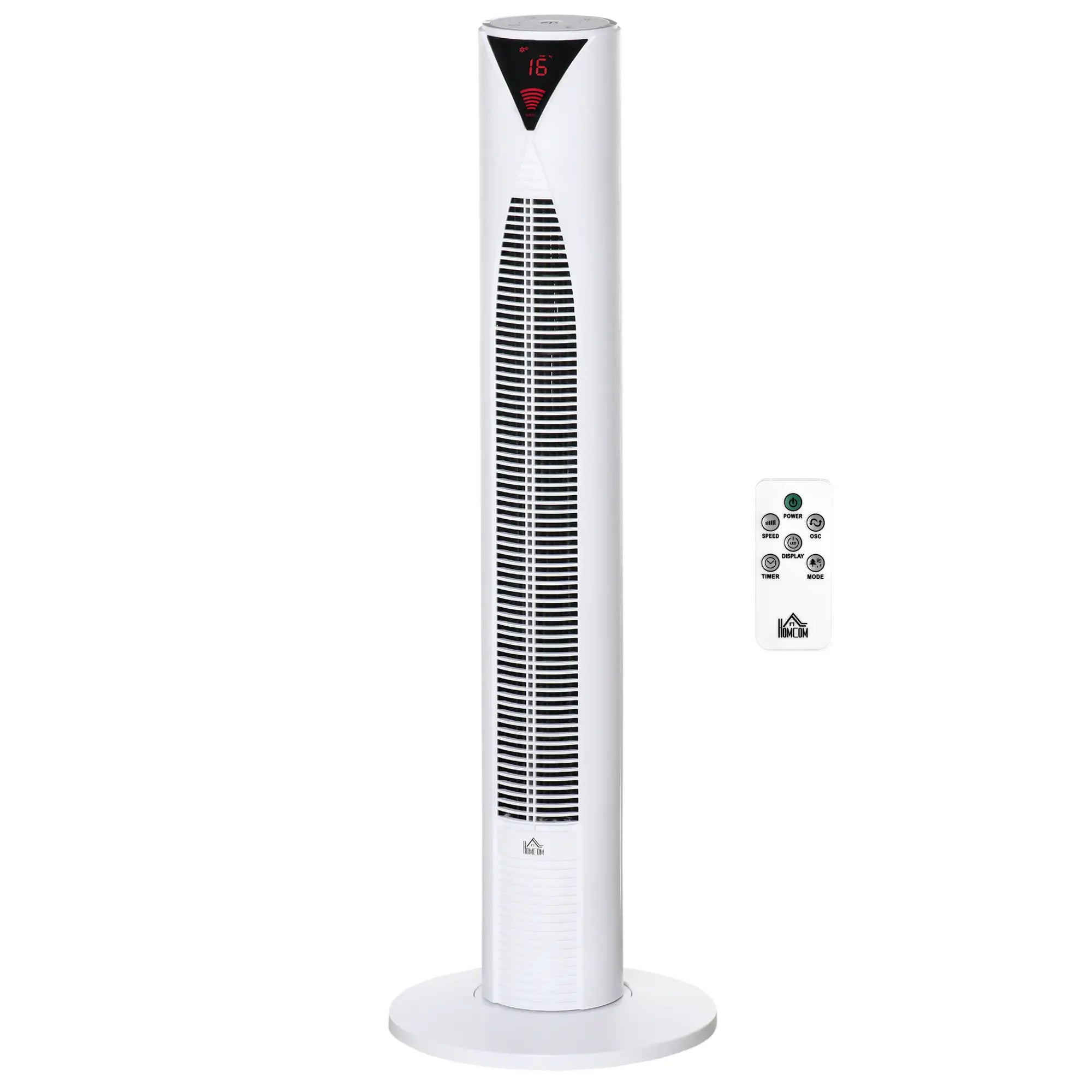 Freestanding Tower Fan, 3 Speed, 12h Timer, Oscillating, LED Panel, Remote, White Tower Fans at Gallery Canada