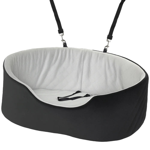 Dog Car Seat for Small Medium Pets, Detachable Washable Pet Bed with Cushion and Safety Belt, Black