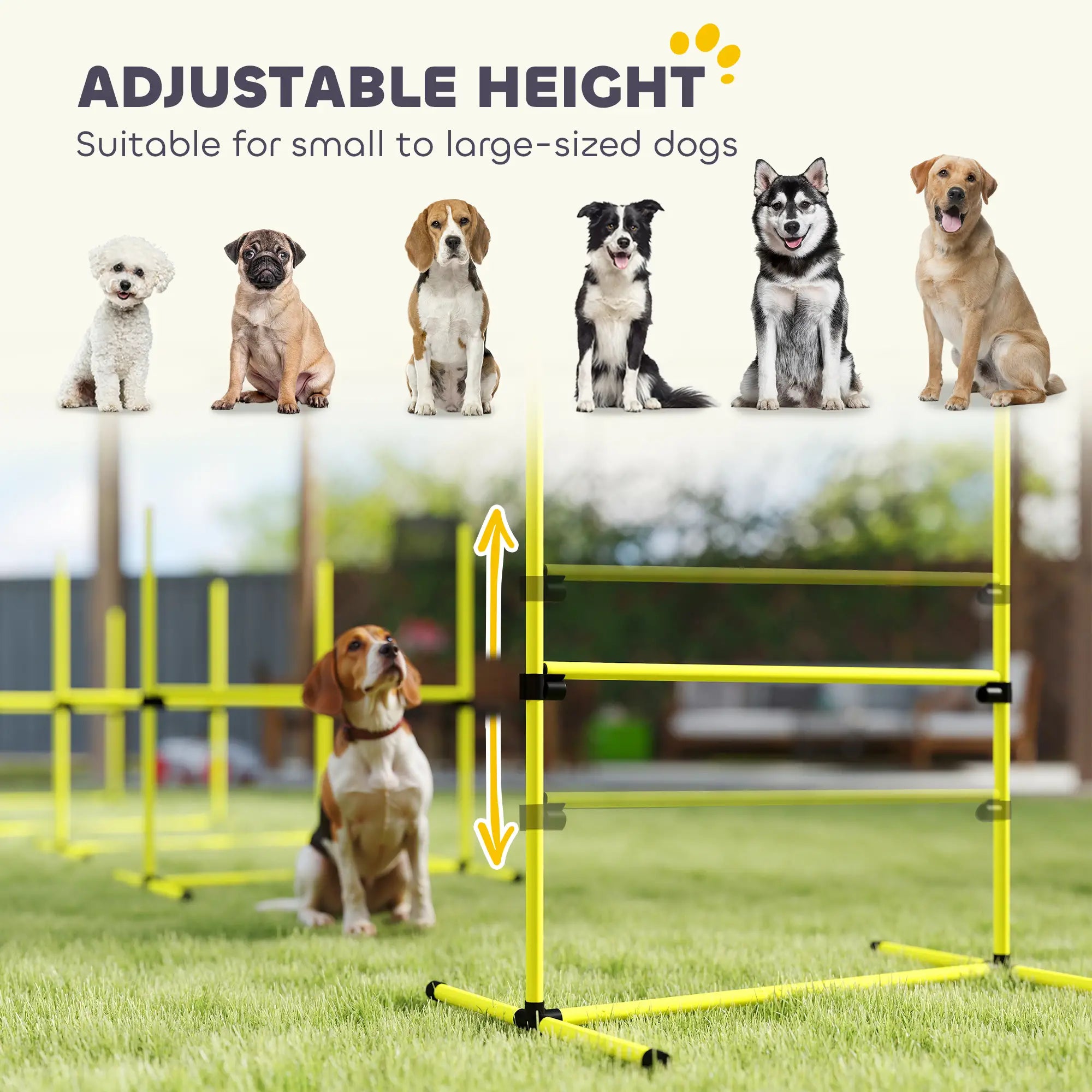 Set of 4 Dog Agility Training Jump Bars, Adjustable, Yellow Dog Agility Training Equipment at Gallery Canada