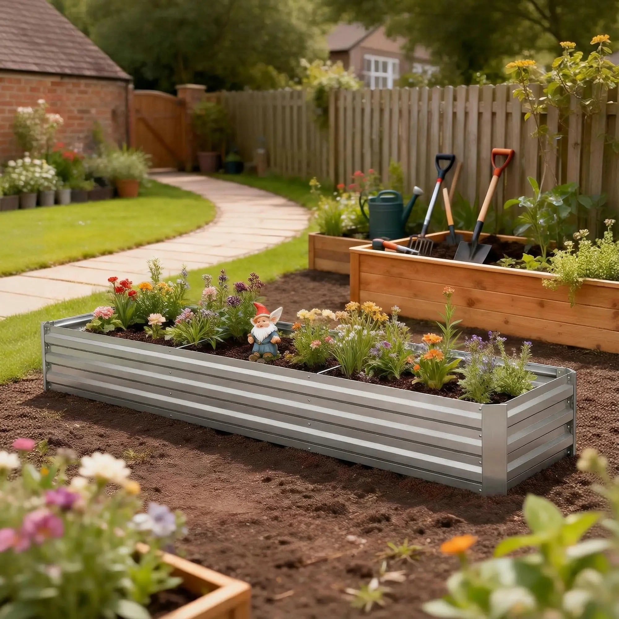 8'x2'x1' Galvanized Raised Bed, Elevated Planter Box, Silver Galvanized Planter Boxes at Gallery Canada