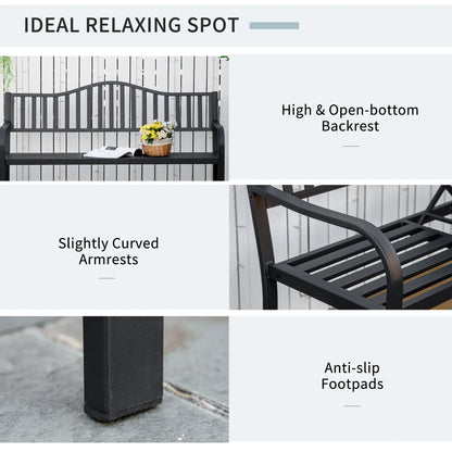 Metal Outdoor Bench with Liftable Table, Patio Loveseat, Garden Bench, Black Outdoor Benches at Gallery Canada