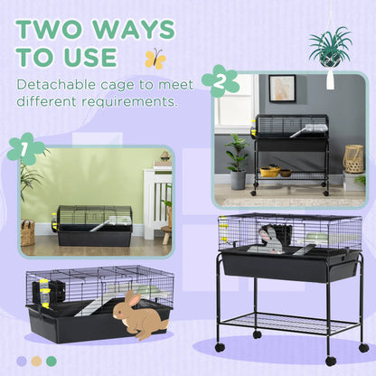 35" Small Animal Cage, Detachable Stand, Water Dispenser, Dark Grey Houses & Habitats at Gallery Canada