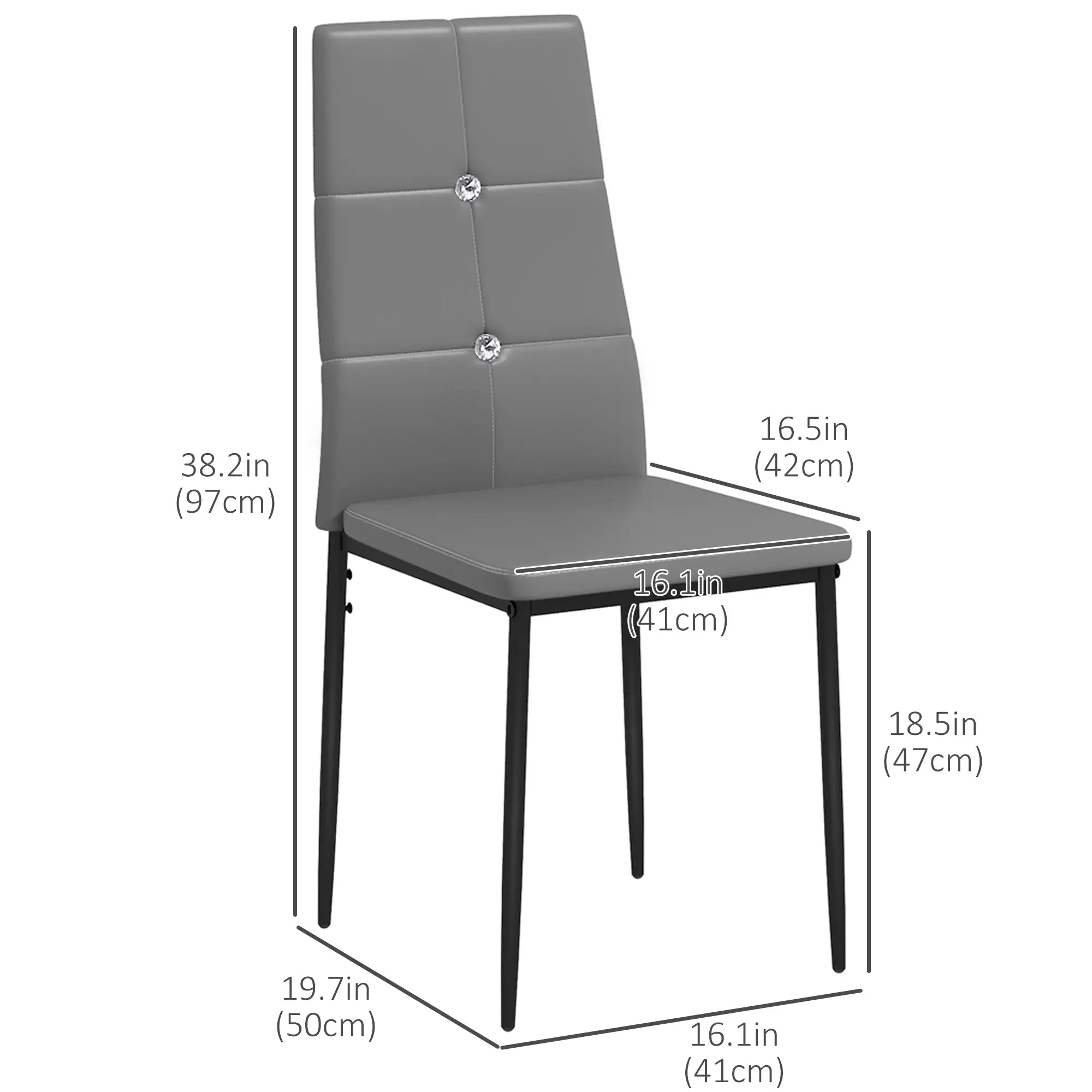 Modern Dining Chairs Set of 4, Upholstered Seat, Steel Legs, Grey Bar Stools at Gallery Canada