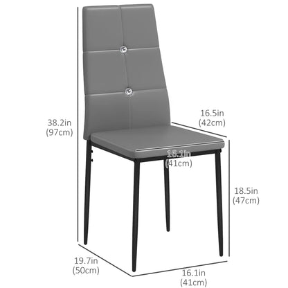 Modern Dining Chairs Set of 4, Upholstered Seat, Steel Legs, Grey Bar Stools at Gallery Canada