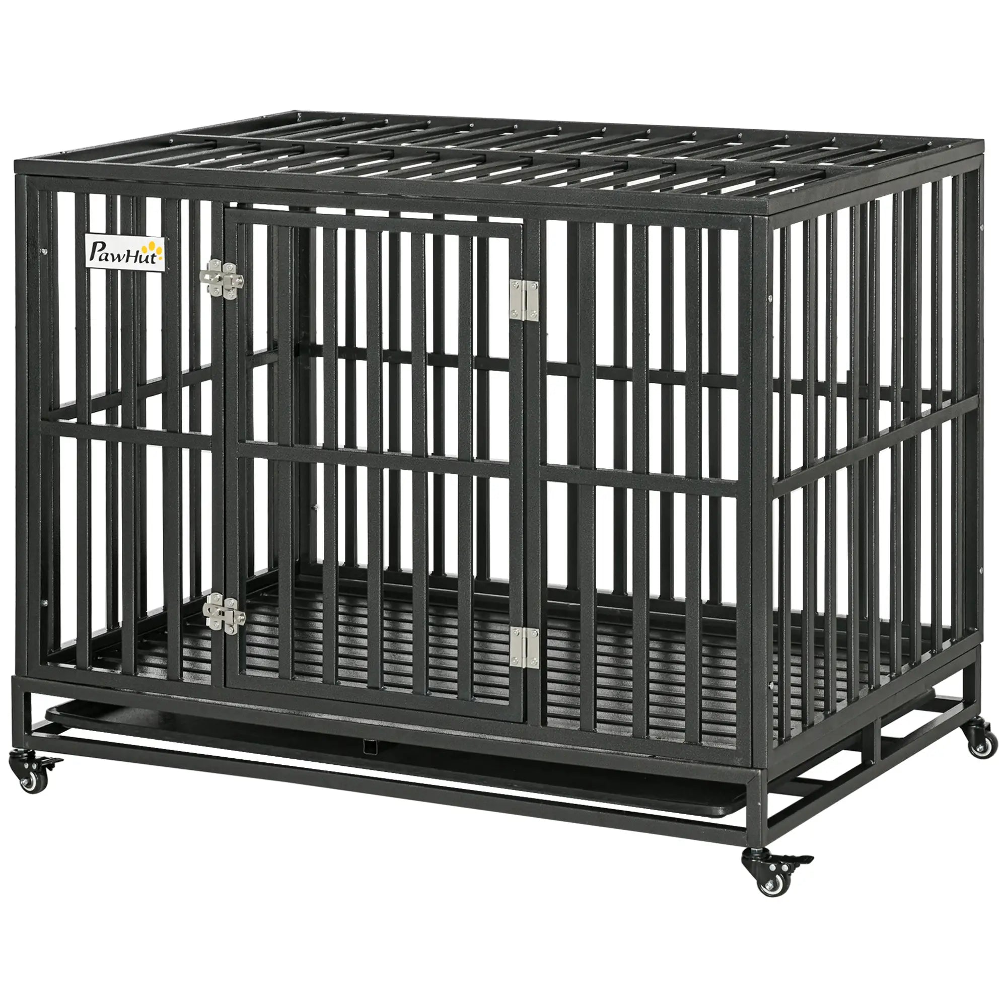 44 Heavy Duty Steel Dog Crate, Pet Cage with Wheels, Black Houses, Kennels & Pens at Gallery Canada