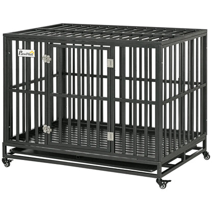 44 Heavy Duty Steel Dog Crate, Pet Cage with Wheels, Black Houses, Kennels & Pens at Gallery Canada