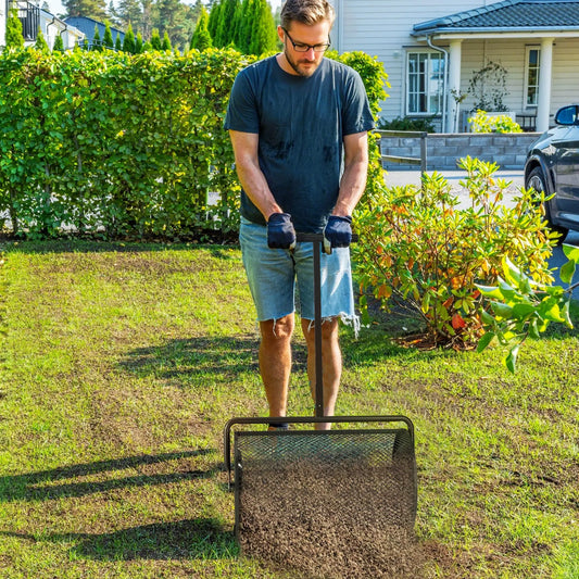 24 Inch Compost Spreader, Adjustable Handle 24.4/26.4 Inch, Black Garden Accessories Black at Gallery Canada
