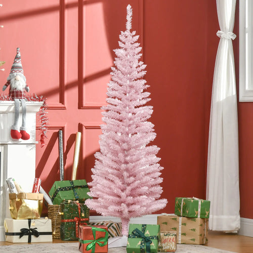 5FT Artificial Christmas Tree, Realistic Branches, Stable Stand, Pink