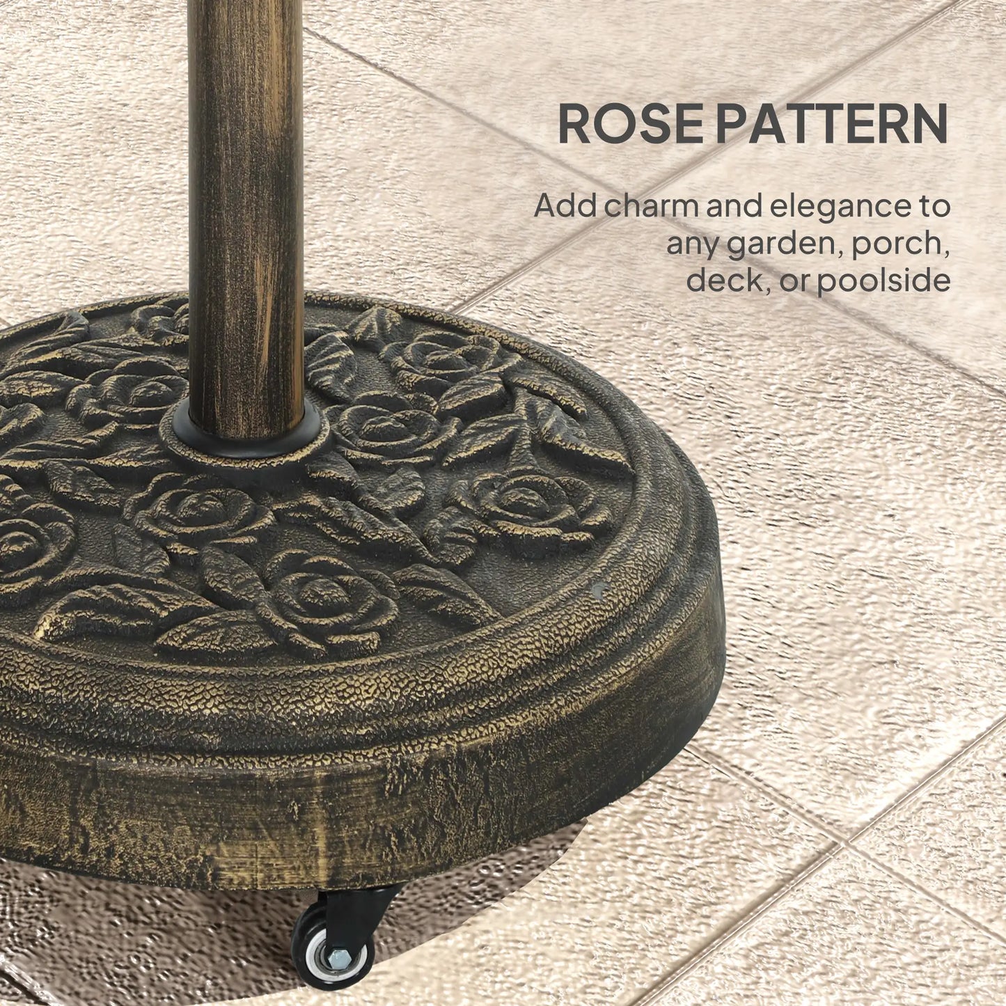 Round Patio Umbrella Base, 46 lbs Resin Stand with Wheels, Bronze Umbrella Bases at Gallery Canada