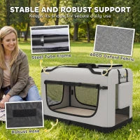 Soft Sided Pet Carrier Bag for Extra Large Dogs, Light Grey