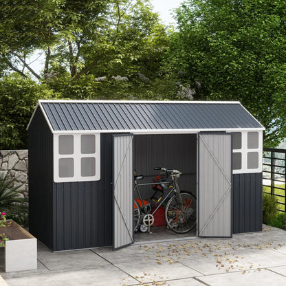 12' x 5.5' Metal Garden Shed, Outdoor Storage, Lockable Door, Dark Grey Sheds at Gallery Canada