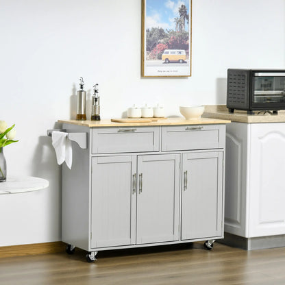 Rolling Kitchen Island, Cart with 2 Drawers, 3 Door Cabinets, 3-Doors, Grey Kitchen Islands & Kitchen Carts at Gallery Canada