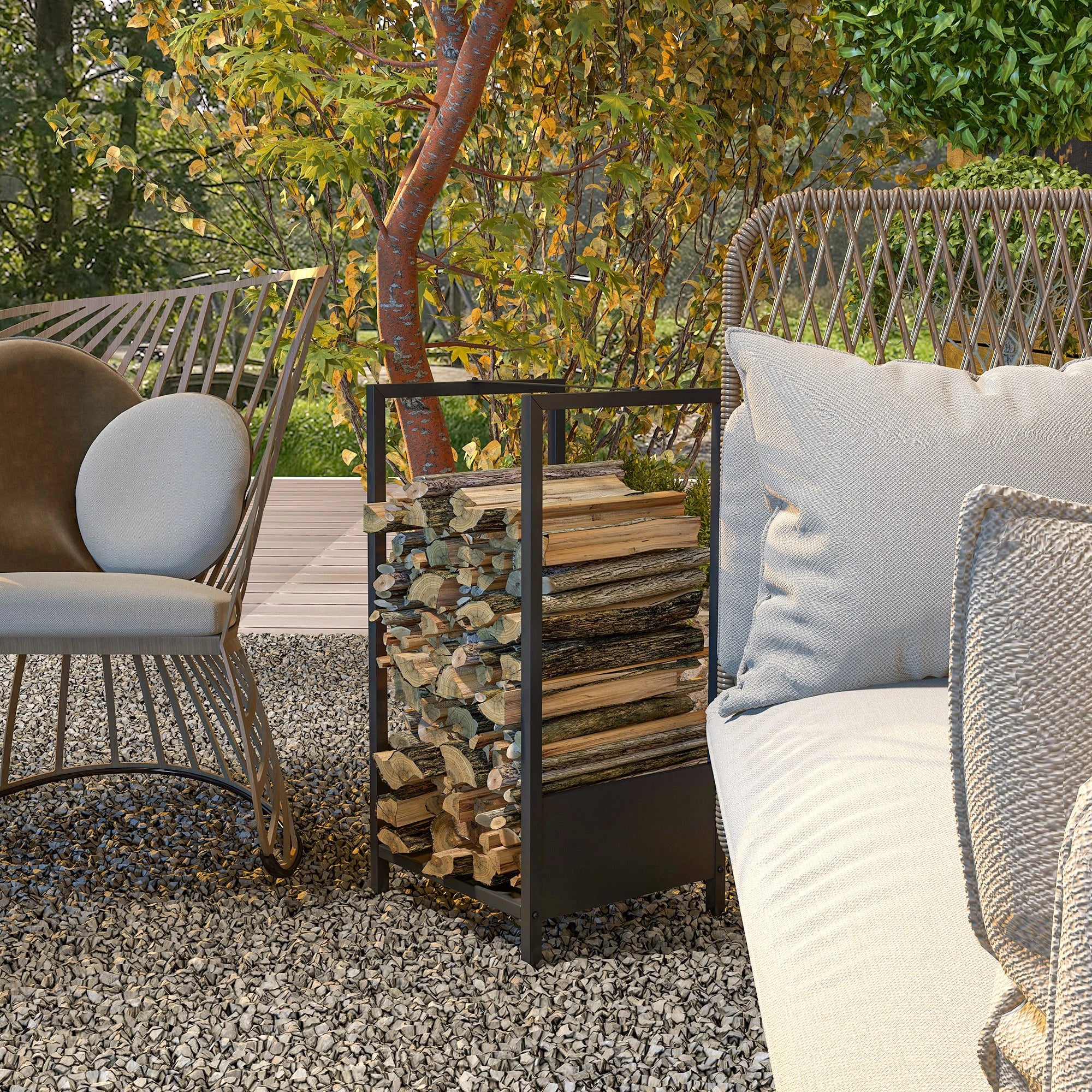 Firewood Rack, Log Holder, Indoor Outdoor Wood Storage, 15.4