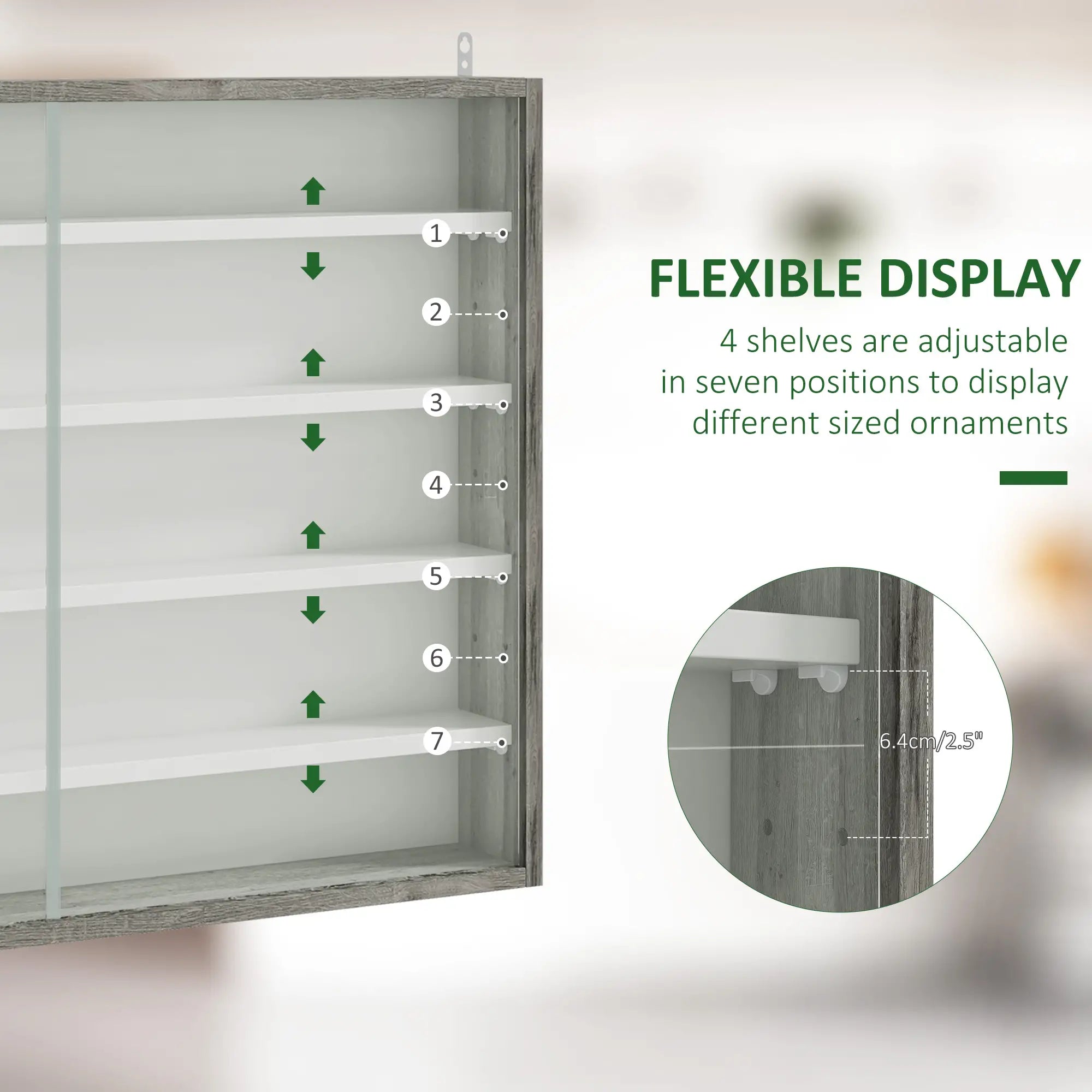 5-Tier Display Cabinet, Glass Curio Cabinet, White Display Bookshelves at Gallery Canada