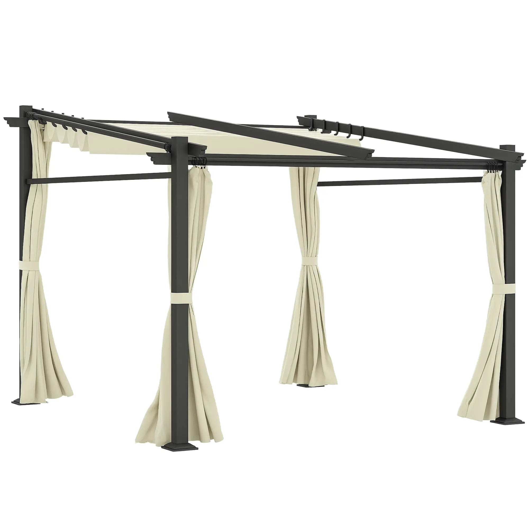 Metal Pergola, Sliding Roof Canopy, Retractable, 10' x 10', Beige Pergolas Beige at Gallery Canada