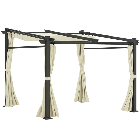 Metal Pergola, Sliding Roof Canopy, Retractable, 10' x 10', Beige Pergolas Beige at Gallery Canada