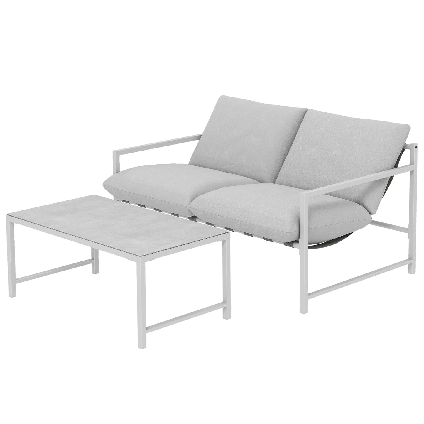 Patio Furniture Set, Loveseat Sofa With Coffee Table, Light Grey Patio Furniture Sets Light Grey, Grey at Gallery Canada