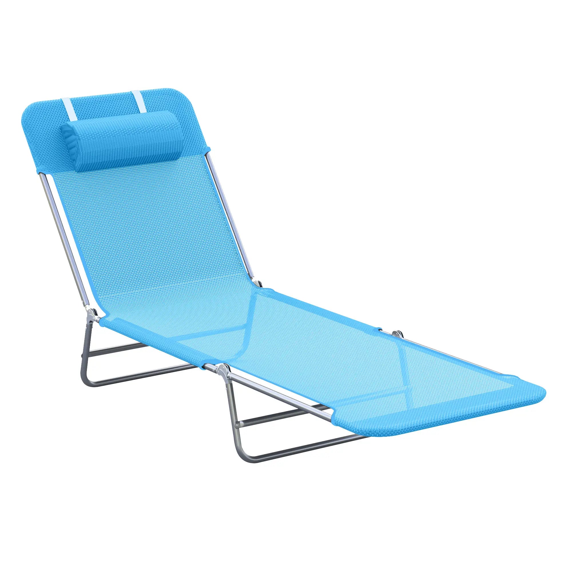 Portable Adjustable Reclining Lounge Chair, Folding Chaise, Blue Lounger Chairs at Gallery Canada