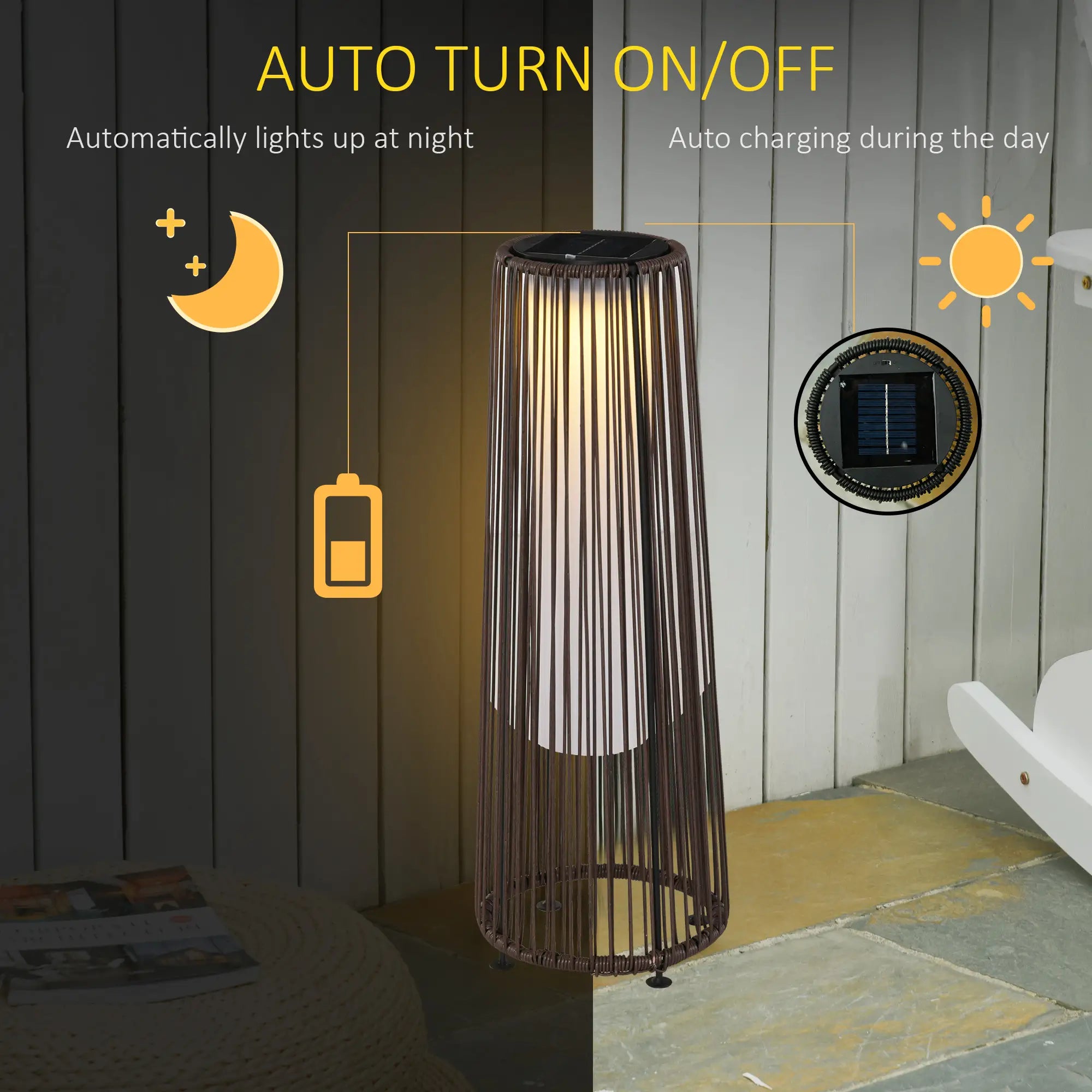 Solar Floor Lamp, LED Auto On/Off, IP44, Patio Porch Pathway, Brown Solar Post Lamps at Gallery Canada