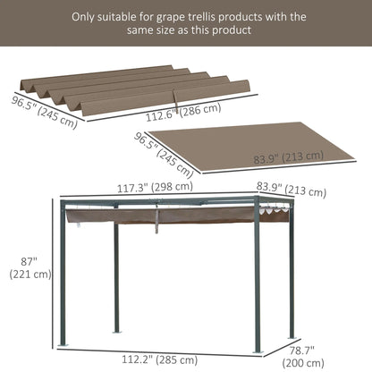 Retractable Pergola Canopy, 10' x 7' Sun Shade Cover, UV30+, Coffee Gazebo Canopy Replacement at Gallery Canada