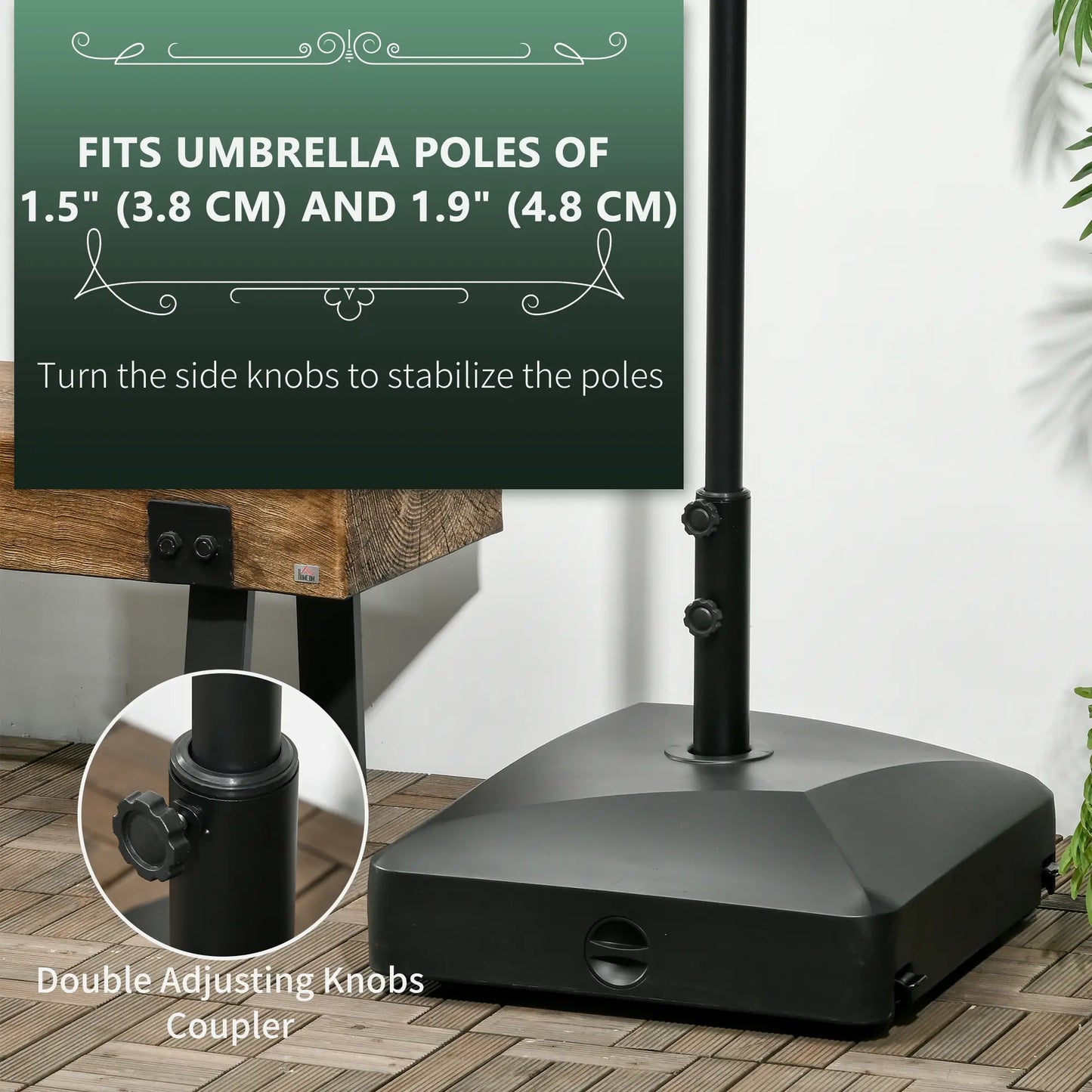 Heavy Duty Patio Umbrella Base with Wheels, 132 lb, Black Umbrella Bases at Gallery Canada