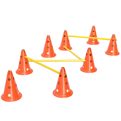 Dog Agility Hurdle Set, Adjustable Obstacle Course, 8 Cones 8 Poles, Orange