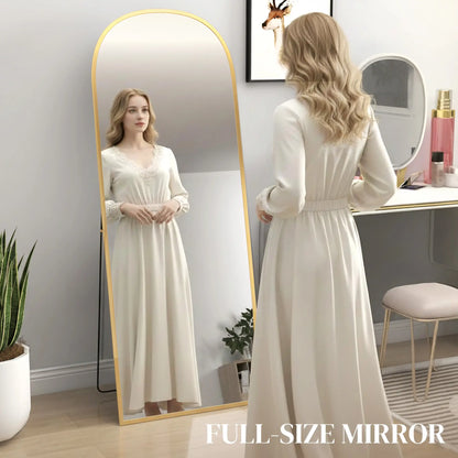 Arched Standing Mirror, 64" x 24", Full Length Mirror, Gold Full Length Mirrors at Gallery Canada