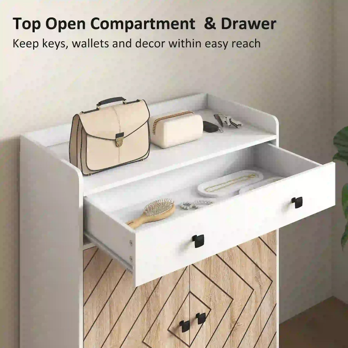 Modern Shoe Storage Cabinet, Adjustable Shelves, Drawer for 12 Pairs, White Shoe Storage Cabinets & Racks at Gallery Canada
