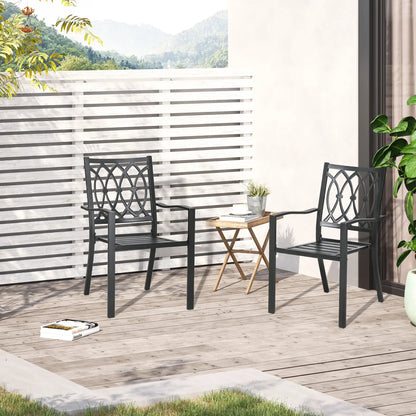 2 PCs Dining Chairs, Outdoor Armchairs, Stackable, Black Patio Chairs at Gallery Canada