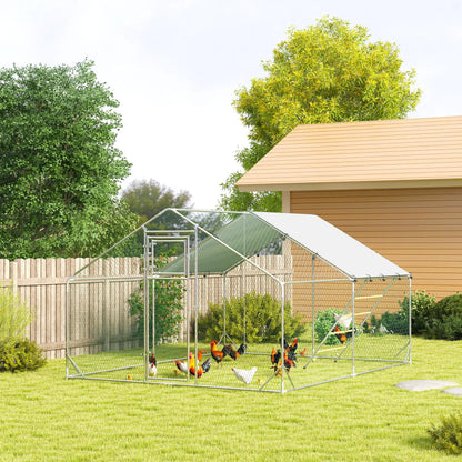 Large Metal Chicken Run, Waterproof UV-Resistant Cover, Feeding Door, Hanging Feeder, Perch, 12-18 Chickens Chicken Coops at Gallery Canada