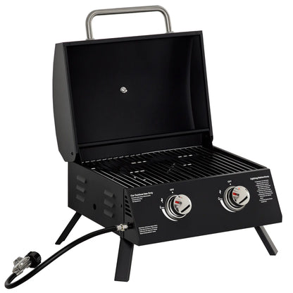 2 Burner Propane Gas Grill, Portable Tabletop BBQ, Black Propane Gas Grills Black at Gallery Canada