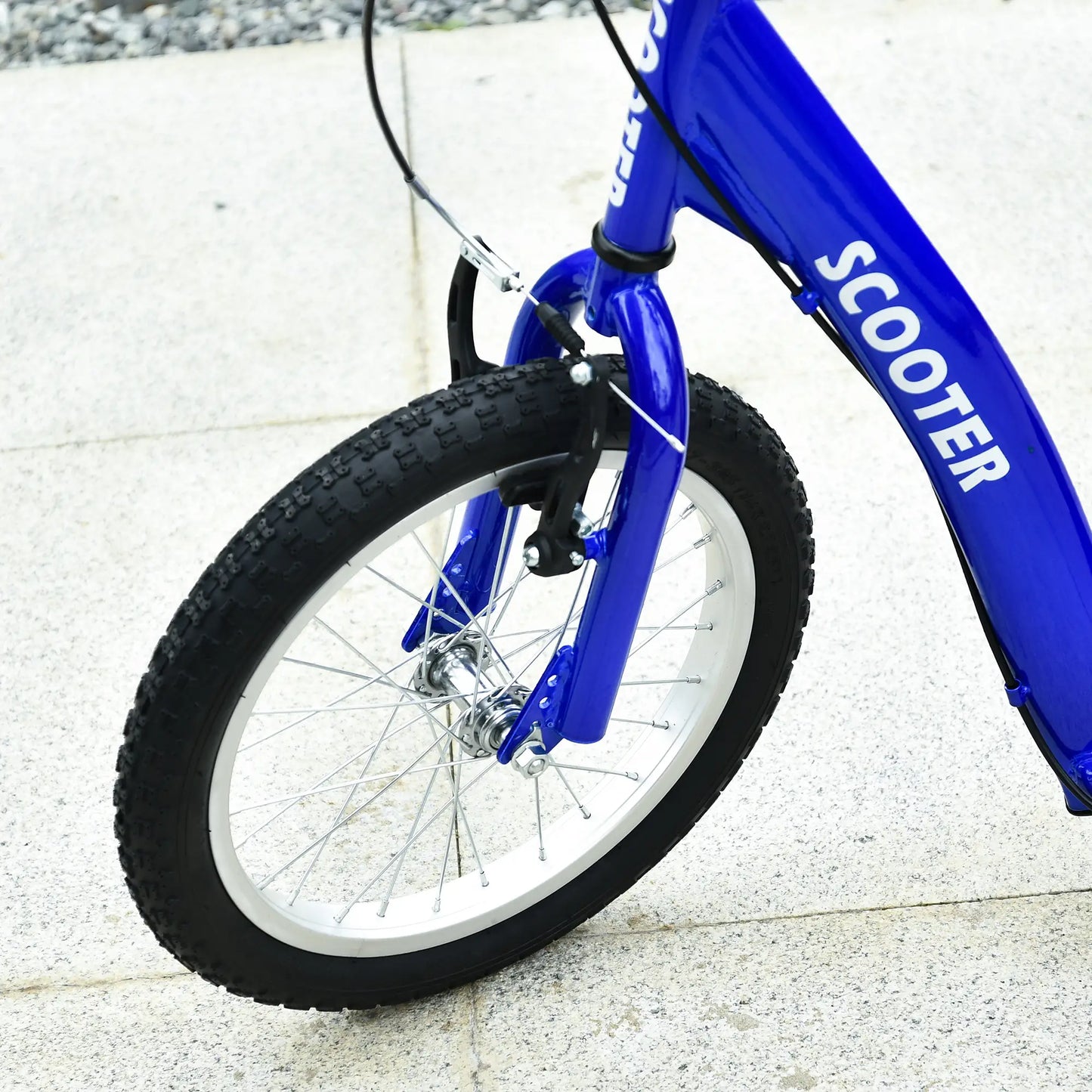 Kids Scooter, Adjustable Handlebar, Dual Brakes, Inflatable Wheels, Age 5+, Blue Scooters at Gallery Canada