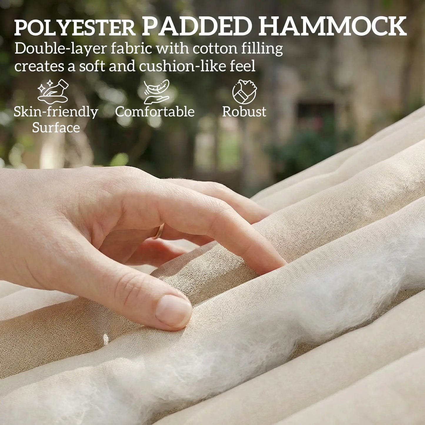 Outdoor Padded Camping Hammock With Pillow, 200 x 140 cm, Cream White Camping Hammocks at Gallery Canada