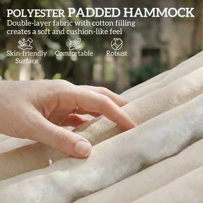 Outdoor Padded Camping Hammock With Pillow, 200 x 140 cm, Cream White Camping Hammocks at Gallery Canada