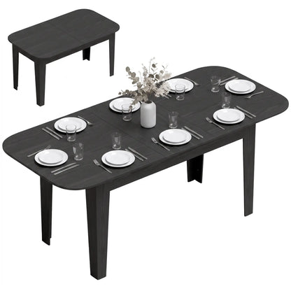 Extendable Oval Dining Table for 4-6, Farmhouse Kitchen Table, Black, Black