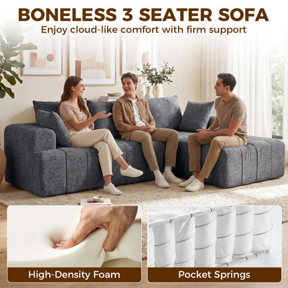 101 Modular Sectional Sofa With Chaise, Cloud Couch, Grey