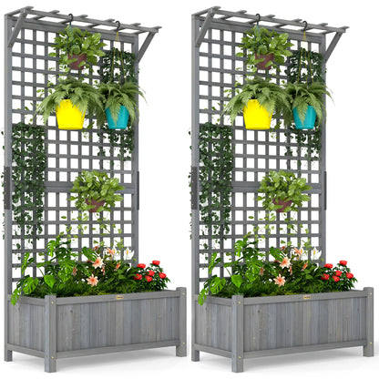 Wood Planter With Trellis, Raised Garden Bed for Privacy Screen, Dark Grey Wooden Planter Boxes at Gallery Canada