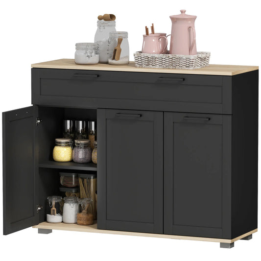 Sideboard Buffet Cabinet, 40" Black, Coffee Bar with Drawer, Doors, Shelves, Black