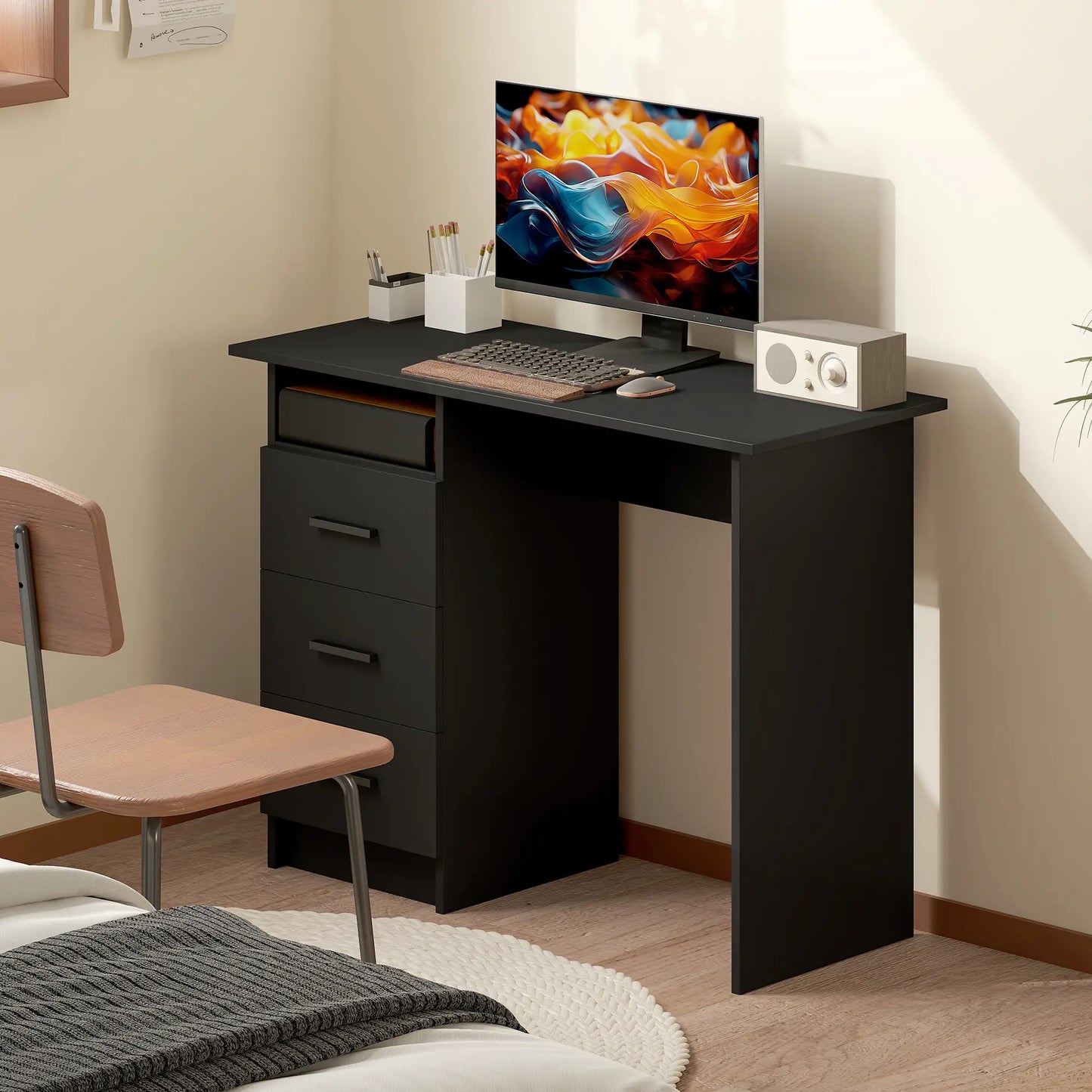 Computer Desk with Storage, 39 Inch, Black Computer Desks at Gallery Canada