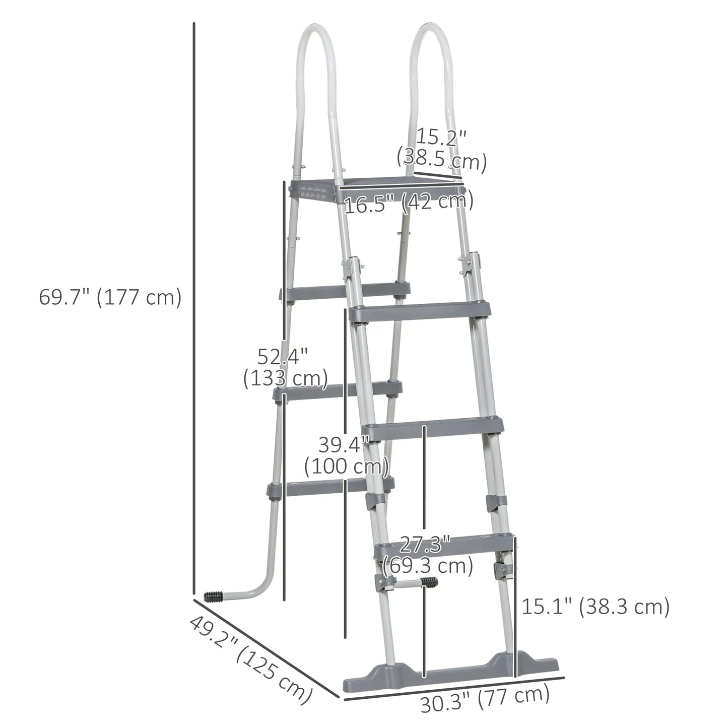 Above Ground Pool Ladder, 70", Fits 48" Pool Wall, Grey Outdoor Swimming Pools & Hot Tubs at Gallery Canada