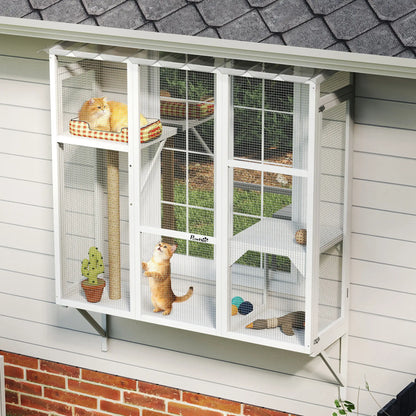 Wooden Catio Outdoor, Cat Window Box Enclosure, White Outdoor Cat Enclosures at Gallery Canada