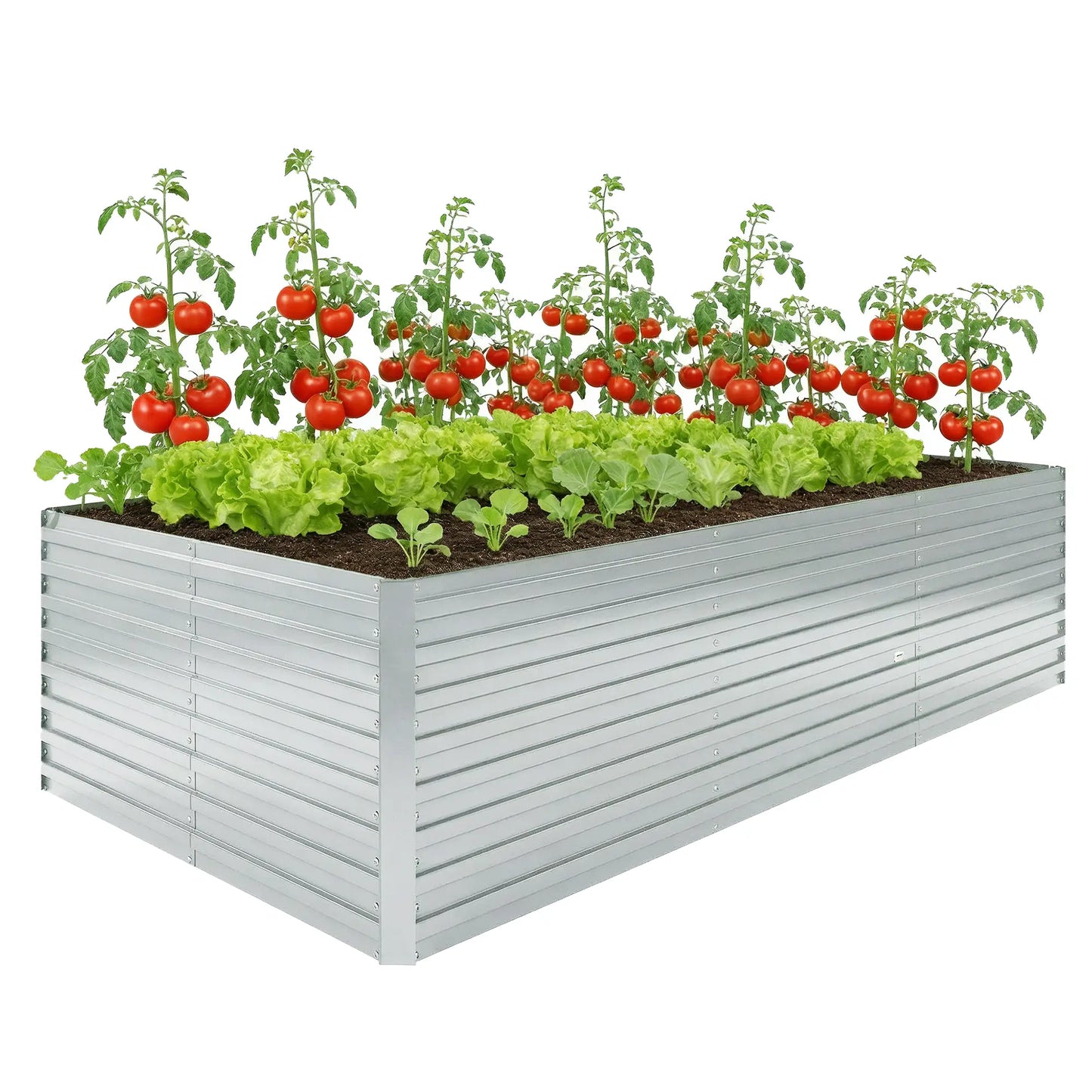 8' x 4' x 2' Raised Garden Bed, Galvanized Planter Box, Silver Galvanized Planter Boxes at Gallery Canada