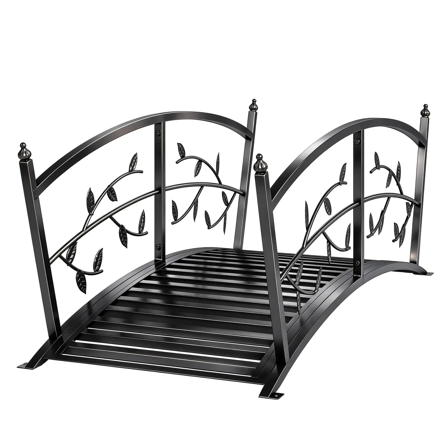 4 FT Metal Garden Bridge, Safety Railings, Outdoor Pond, Arch Footbridge Garden Decor Black at Gallery Canada