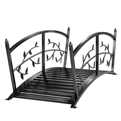 4 FT Metal Garden Bridge, Safety Railings, Outdoor Pond, Arch Footbridge Garden Decor Black at Gallery Canada