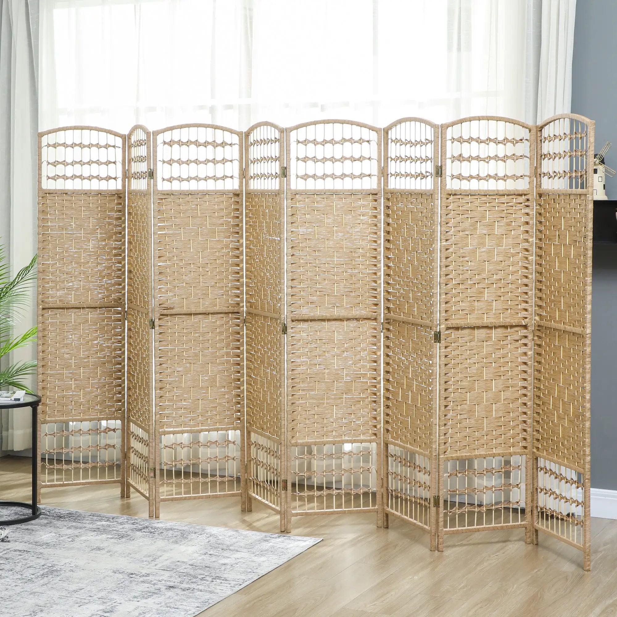 8 Panel Folding Room Divider, Portable Privacy Screen, Natural Room Dividers at Gallery Canada