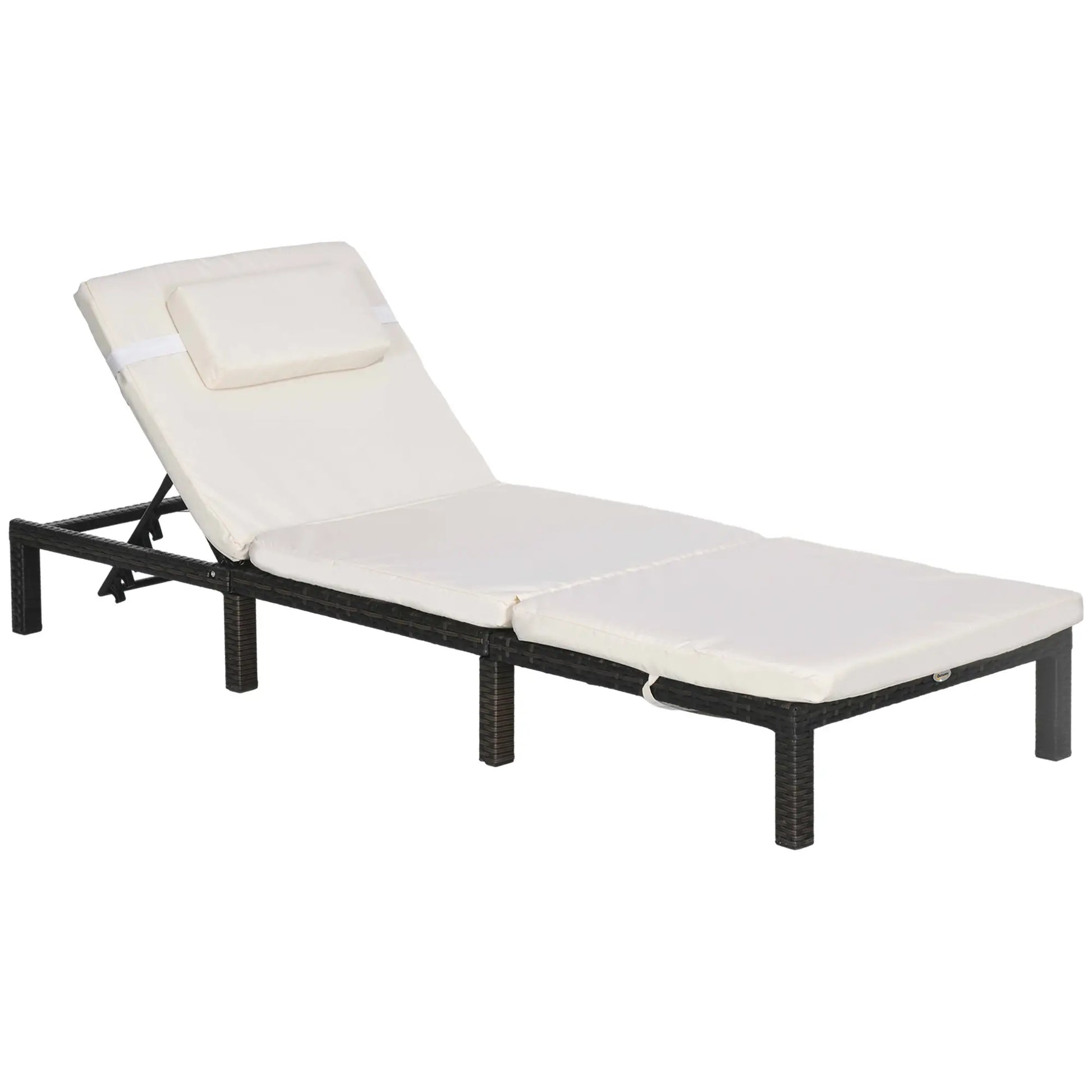 Outdoor Lounger, 5-Level Adjustable Back, Headrest, Cream White Chaise Loungers at Gallery Canada