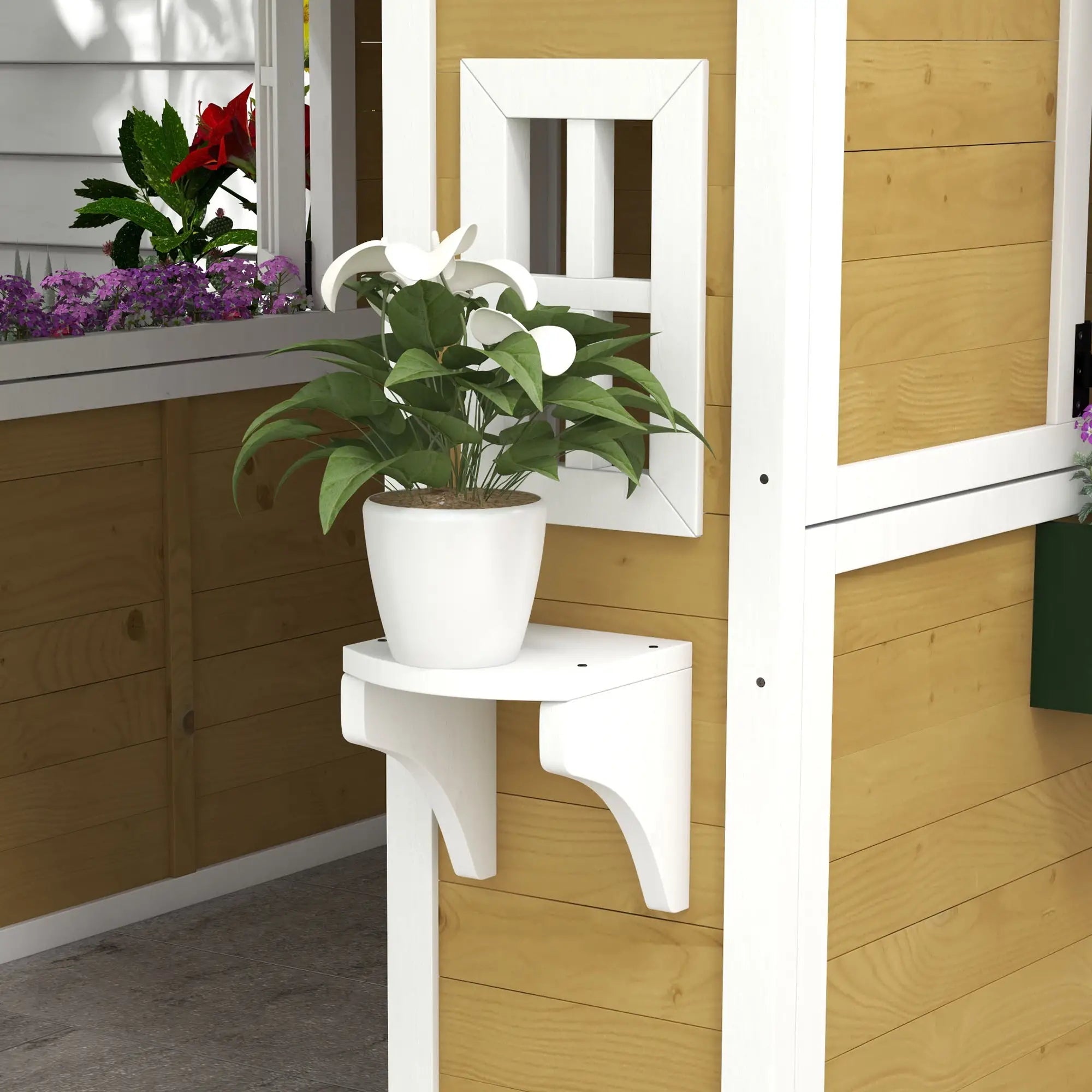 Wooden Playhouse for Kids, Outdoor with Door, Windows, Beige Play Houses at Gallery Canada