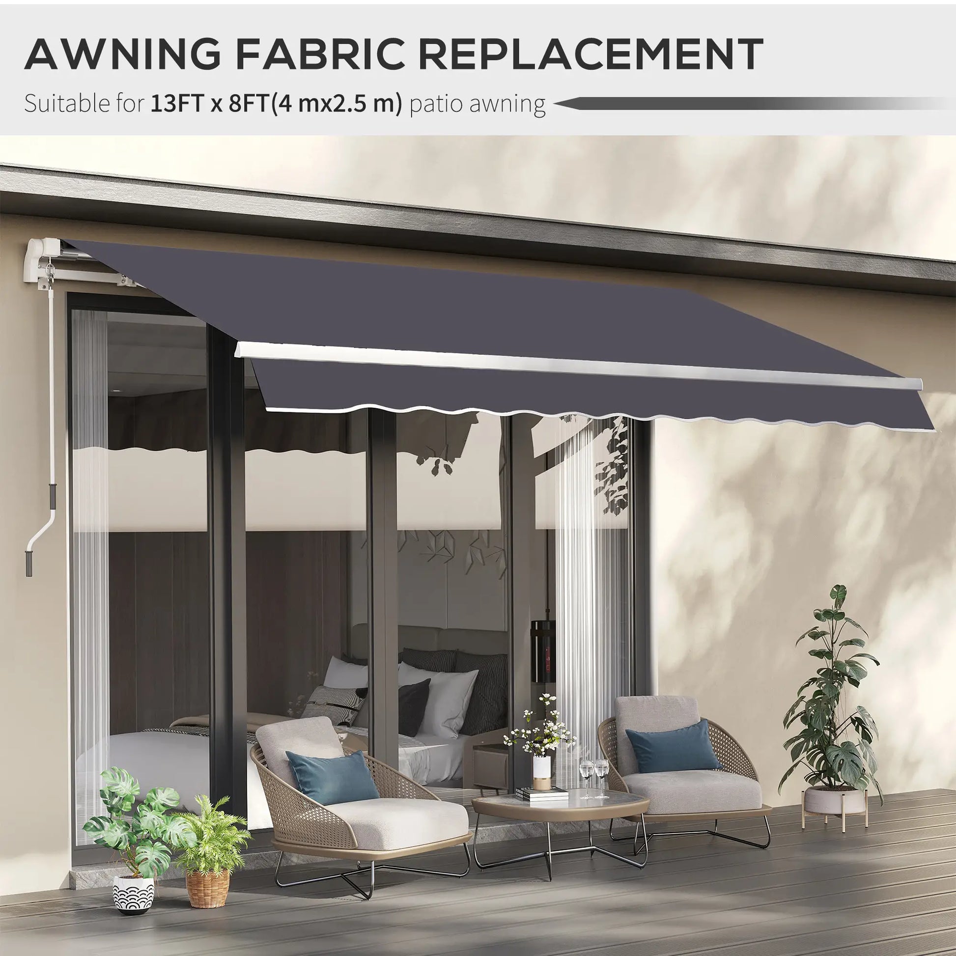 11' x 10' Retractable Awning Fabric Replacement, UV Protection, Grey Awning Fabric Replacement at Gallery Canada