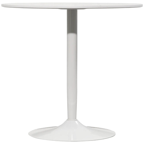 Modern Kitchen Table For 2, Round Dining Table With Steel Base, White