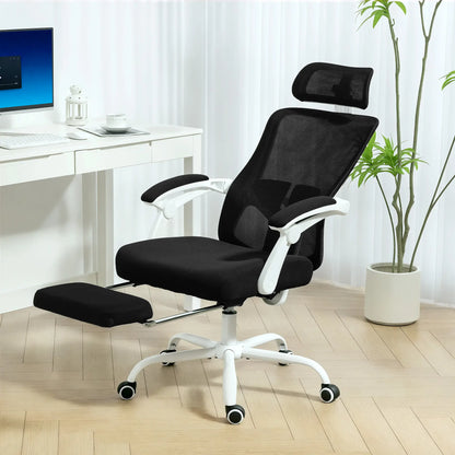 Ergonomic Office Chair, Mesh Reclining Desk Chair, Adjustable Lumbar Support, Headrest, Black Office Chairs at Gallery Canada